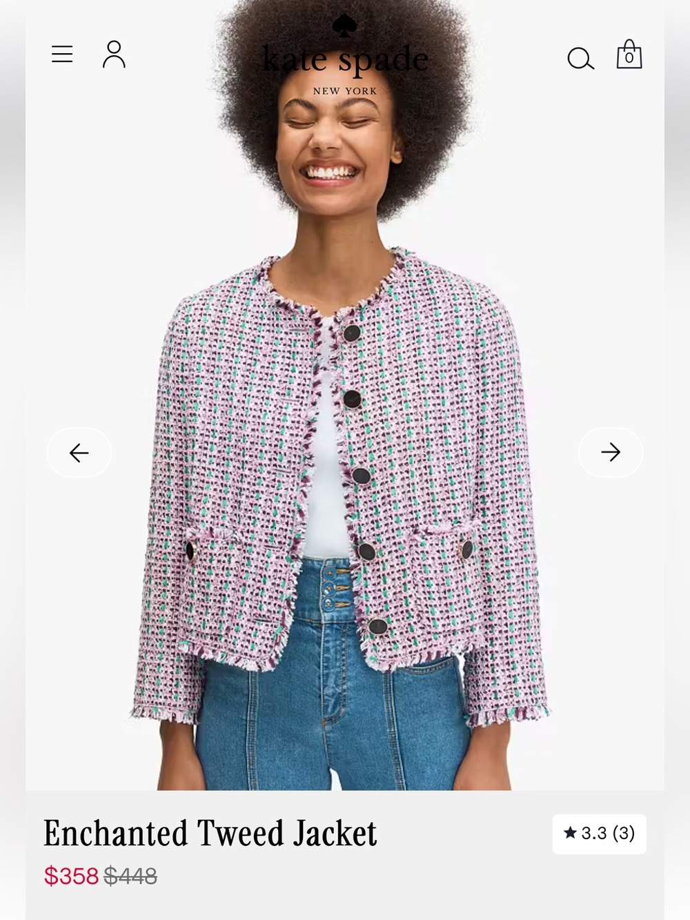 NWT kate spade Enchanted Tweed Jacket, 8